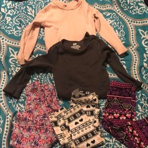 5 pcs baby bundle girls 6-9 months leggings tops